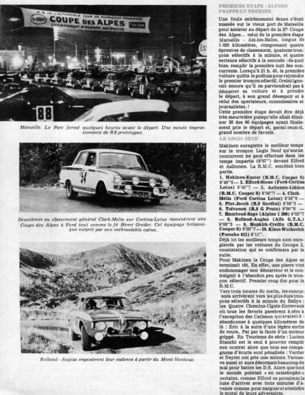 27 Rallye Coupe des Alpes (F). 12 eliminacja.  5-9.10.66r.