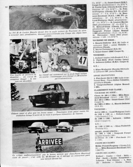 27 Rallye Coupe des Alpes (F). 12 eliminacja.  5-9.10.66r.