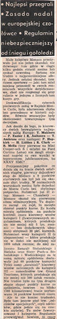 35 Rallye  Monte  Carlo (MC). 1 eliminacja.  14-21.01.1966r.