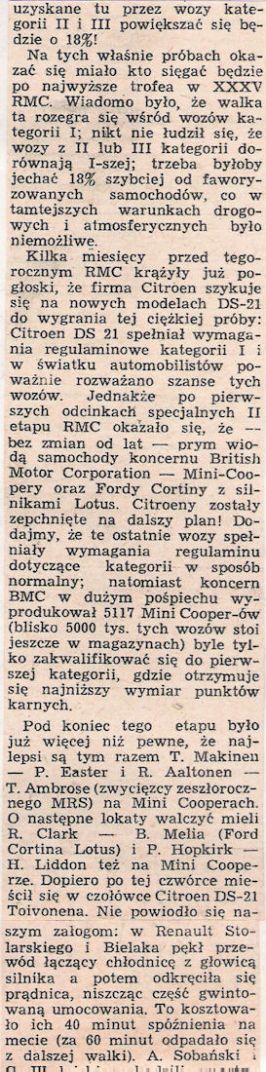 35 Rallye  Monte  Carlo (MC). 1 eliminacja.  14-21.01.1966r.