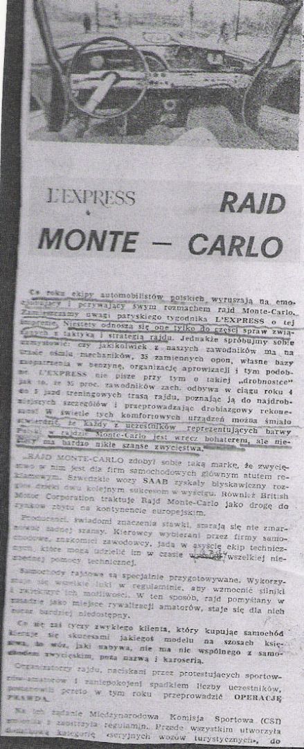 35 Rallye  Monte  Carlo (MC). 1 eliminacja.  14-21.01.1966r.