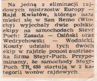 6 Rally dei Fiori – San Remo (I). 3 eliminacja.  24-26.02.1966r.