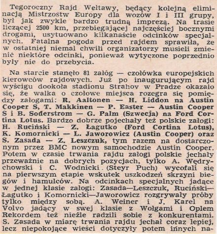 7 Rally Vltava (CS). 8 eliminacja.  1-3.07.1966r.