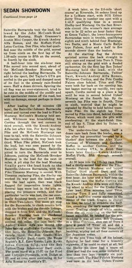 Green Valley. Pan America Endurance Race. 6 eliminacja.  9-11.09.1966r.