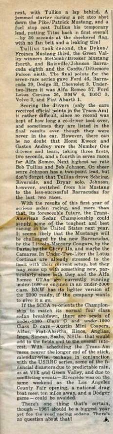 Green Valley. Pan America Endurance Race. 6 eliminacja.  9-11.09.1966r.