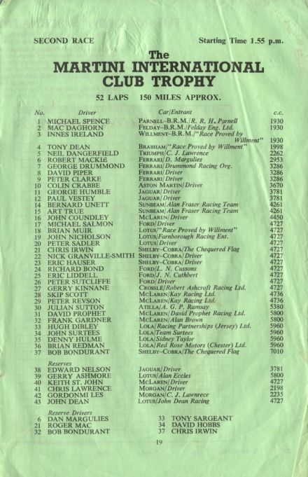 Silverstone  AMOC Martini Trophy. 11 eliminacja.  9.07.1966r.