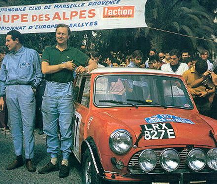 Zwycięzcy rajdu Paddy Hopkirk i Ron Crellin – Morris Cooper S 1275.