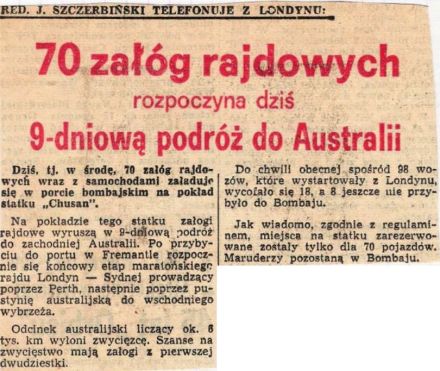 Maraton Londyn - Sydney 1968r