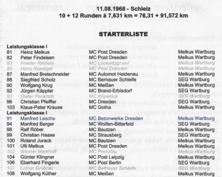 Schleiz - 4 eliminacja W.M.NRD 1968r