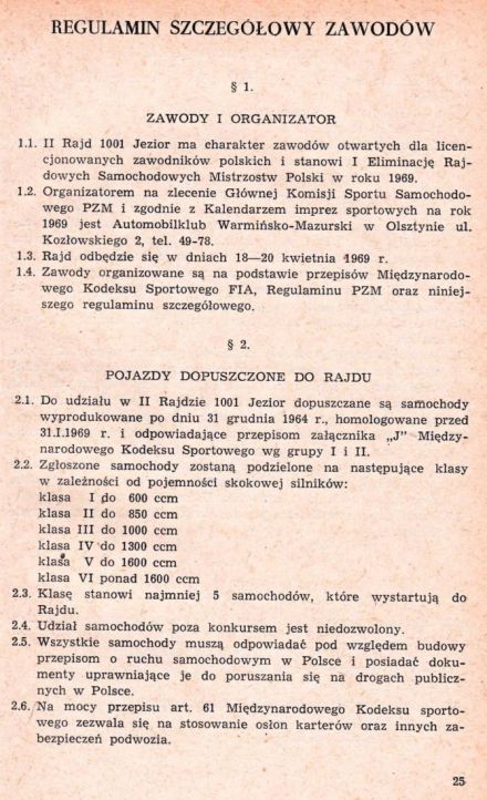 Rajd 1001 Jezior - 1969r.