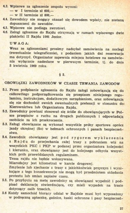 Rajd 1001 Jezior - 1969r.