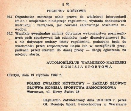 Rajd 1001 Jezior - 1969r.