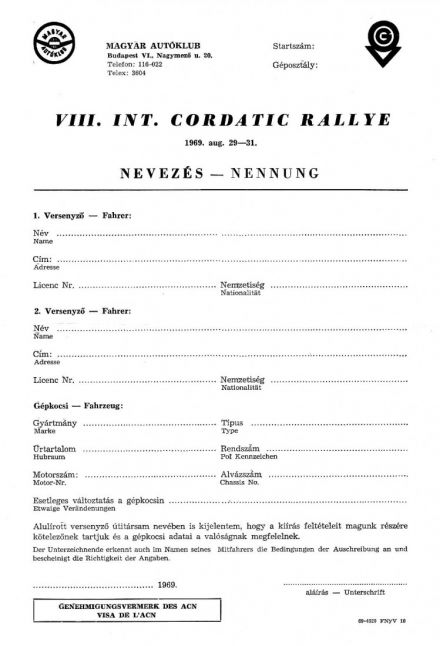 Cordatic Rallye - 1969r