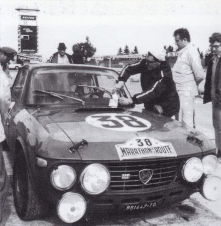 Harry Källström, Sergio Barbasio i Tony Fall na samochodzie Lancia Fulvia 1600 HF.