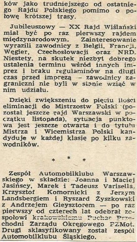 20 Rajd Wisły 1970r