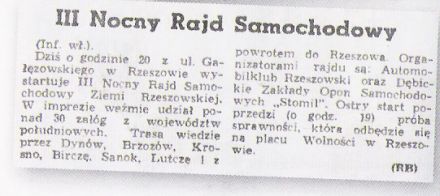 3 Nocny Rajd Ziemi Rzeszowskiej.  16.12.1972r.