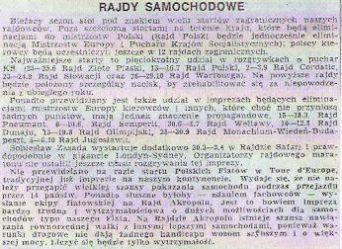 Zapowiedź sezonu – 1972r.