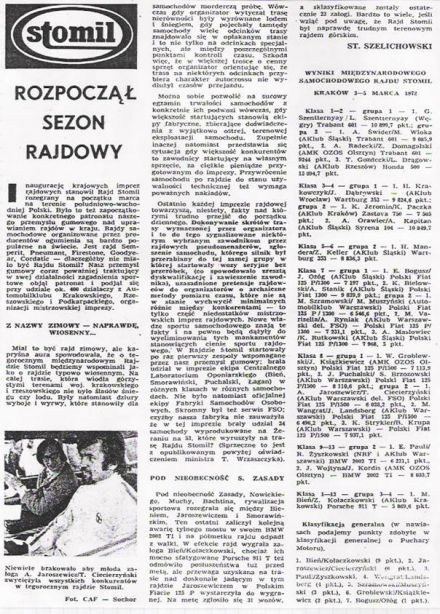 1 Rajd Stomil. 1 eliminacja.   3-5.03.1972r.