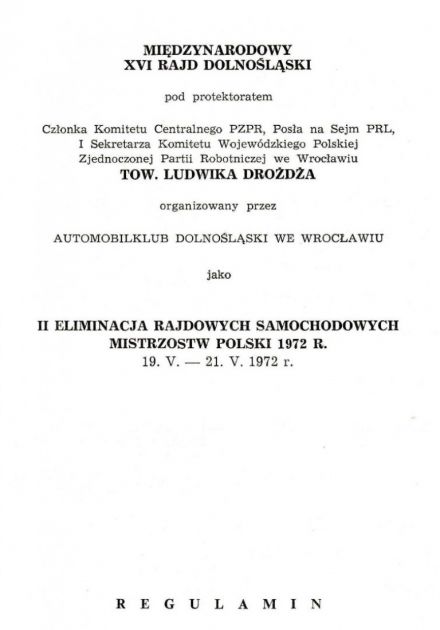 Rajd Dolnośląski - 1972r