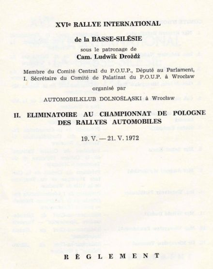 Rajd Dolnośląski - 1972r