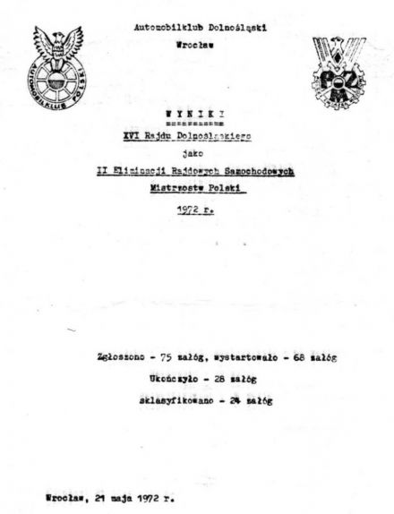 Rajd Dolnośląski - 1972r
