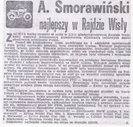 22 Rajd Wisły. 5 eliminacja.  15-17.09.1972r.