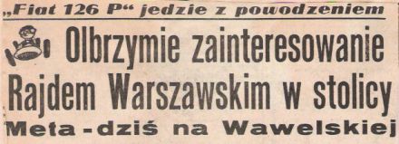 10 Rajd Warszawski „Polskiego Fiata”. 6 eliminacja.  10-12.11.1972r.