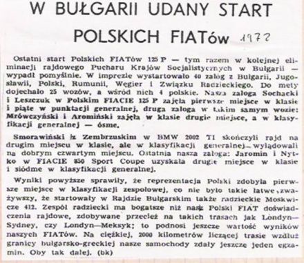 1 eliminacja - 3 Rajd Złote Piaski (BG)