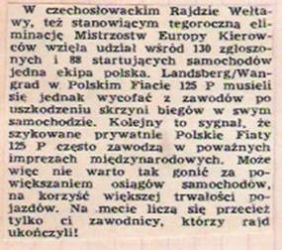 13 Rajd Wełtawy.  30.06.-2.07.1972r