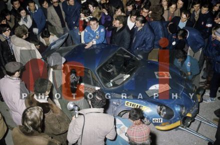 Jean Pierre Nicolas i Jean Todt na samochodzie Alpine Renault A110.