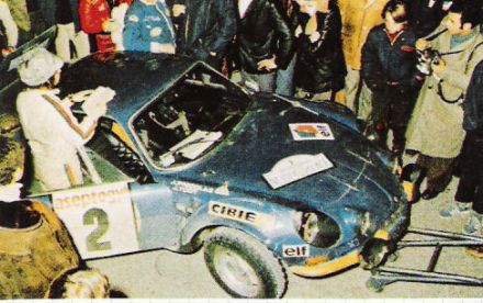 Jean Pierre Nicolas i Jean Todt na samochodzie Alpine Renault A110.