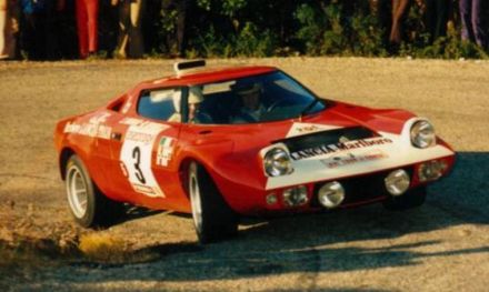 Sandro Munari i Mario Mannucci na samochodzie Lancia Stratos HF.