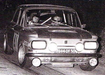 Yves „Vonvon” Evrard i Bourdille na samochodzie NSU 1300.
