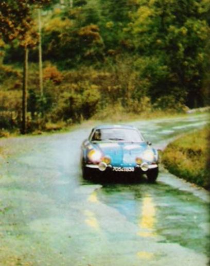 Jean Claude Andruet i „Biche” na samochodzie Alpine Renault A 110.