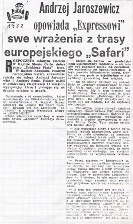 20 Rajd Akropolu.    25-29.05.1972r.