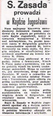 19 eliminacja - 6 Rajd Jugosławii 