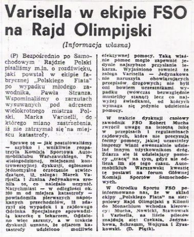 1 Olimpia Rallye. 7 eliminacja.  13-19.08.1972r.