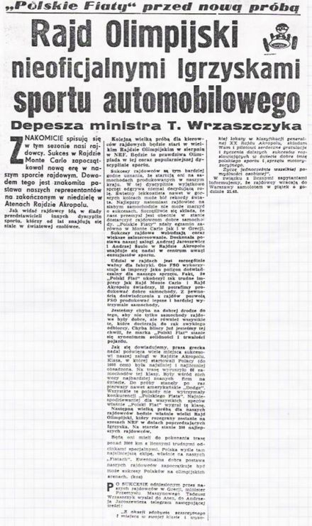 1 Olimpia Rallye. 7 eliminacja.  13-19.08.1972r.