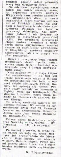 1 Olimpia Rallye. 7 eliminacja.  13-19.08.1972r.