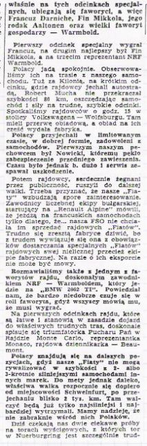 1 Olimpia Rallye. 7 eliminacja.  13-19.08.1972r.
