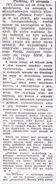 1 Olimpia Rallye. 7 eliminacja.  13-19.08.1972r.
