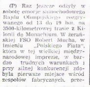 1 Olimpia Rallye. 7 eliminacja.  13-19.08.1972r.