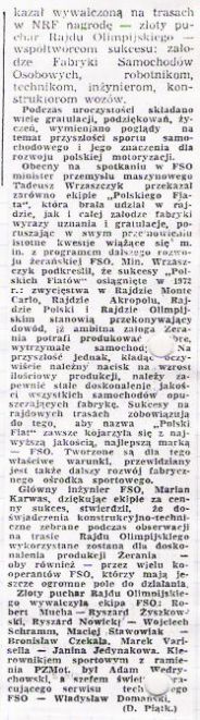 1 Olimpia Rallye. 7 eliminacja.  13-19.08.1972r.