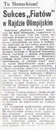 1 Olimpia Rallye. 7 eliminacja.  13-19.08.1972r.