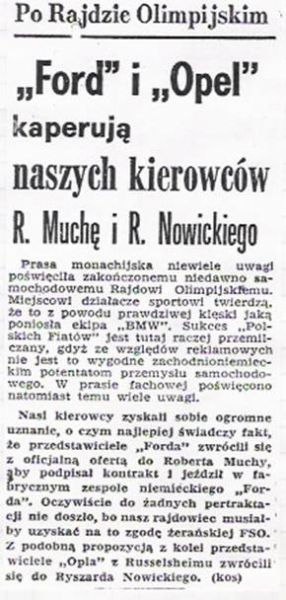 1 Olimpia Rallye. 7 eliminacja.  13-19.08.1972r.