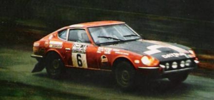 Rauno Aaltonen i Paul Easter na samochodzie Datsun 240 Z.
