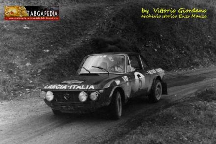 Amilcare Ballestrieri i Arnaldo Bernacchini na samochodzie Lancia Fulvia 1600 HF.