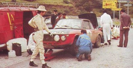 Sandro Munari i Mario Mannucci na samochodzie Lancia Fulvia 1600 HF.