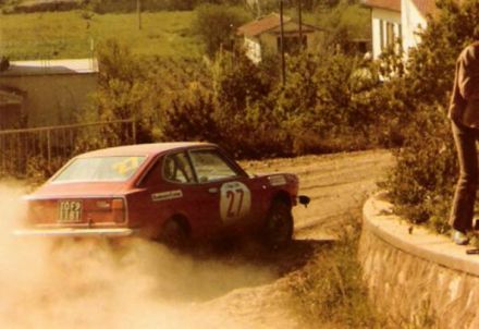 Franco Ceccato i Bertollo na samochodzie Fiat 128 Sport Coupe.