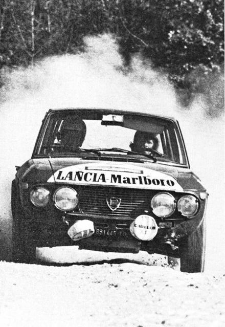 Jean Ragnotti i Jean Pierre Rouget na samochodzie Lancia Fulvia 1600 HF.